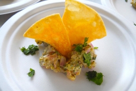 Southwestern Style Tuna Tartare, with Cilantro-Pecan Pesto Aioli & Roasted Corn